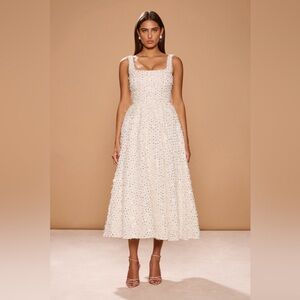 Sonya Moda Valentino Sequin Tweed Midi Dress -Color: Pearl size S NWT